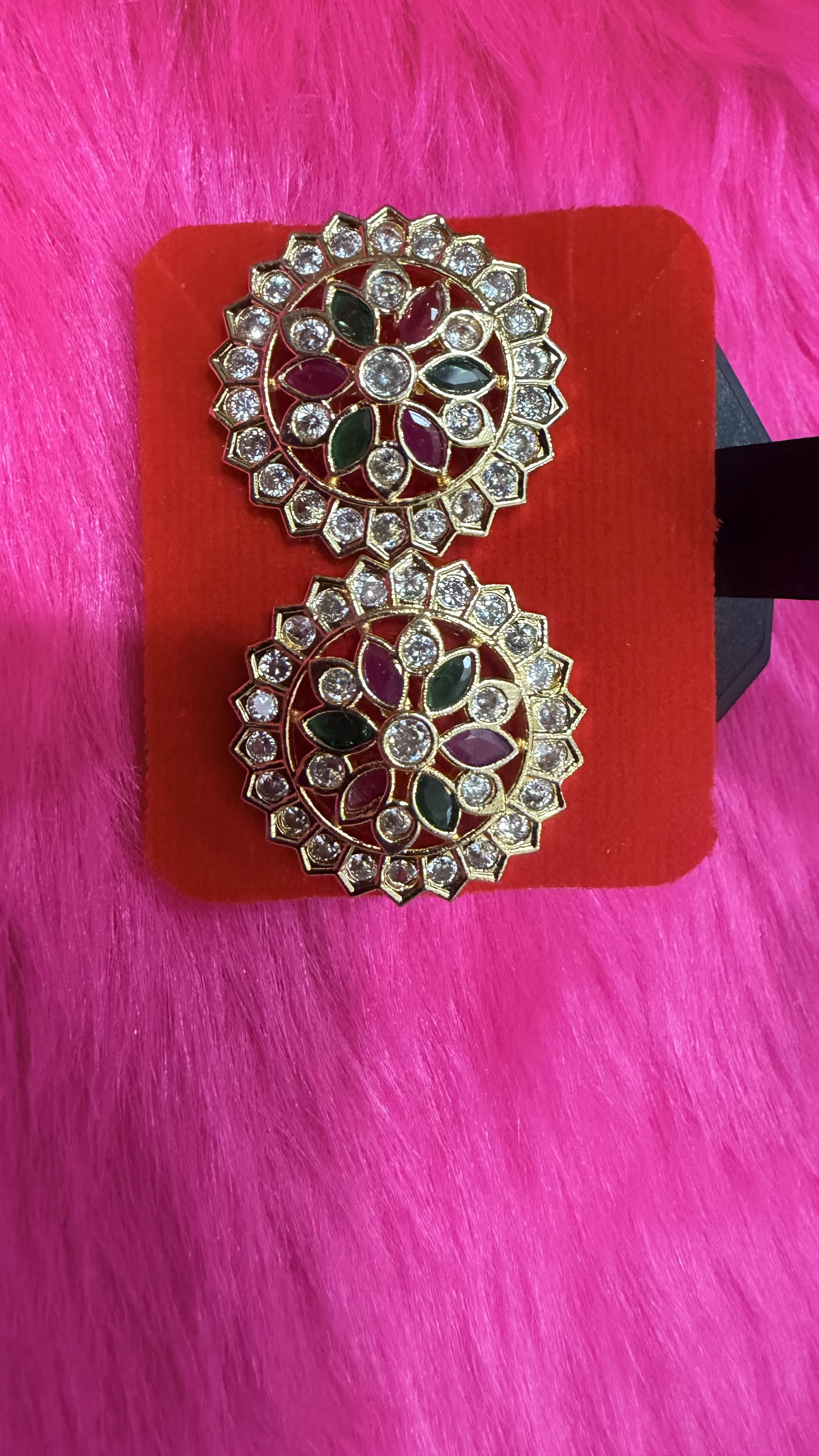 Maaruthi Jewellery Designs — Exquisite Floral Multi-Stone American Diamond Stud Earrings