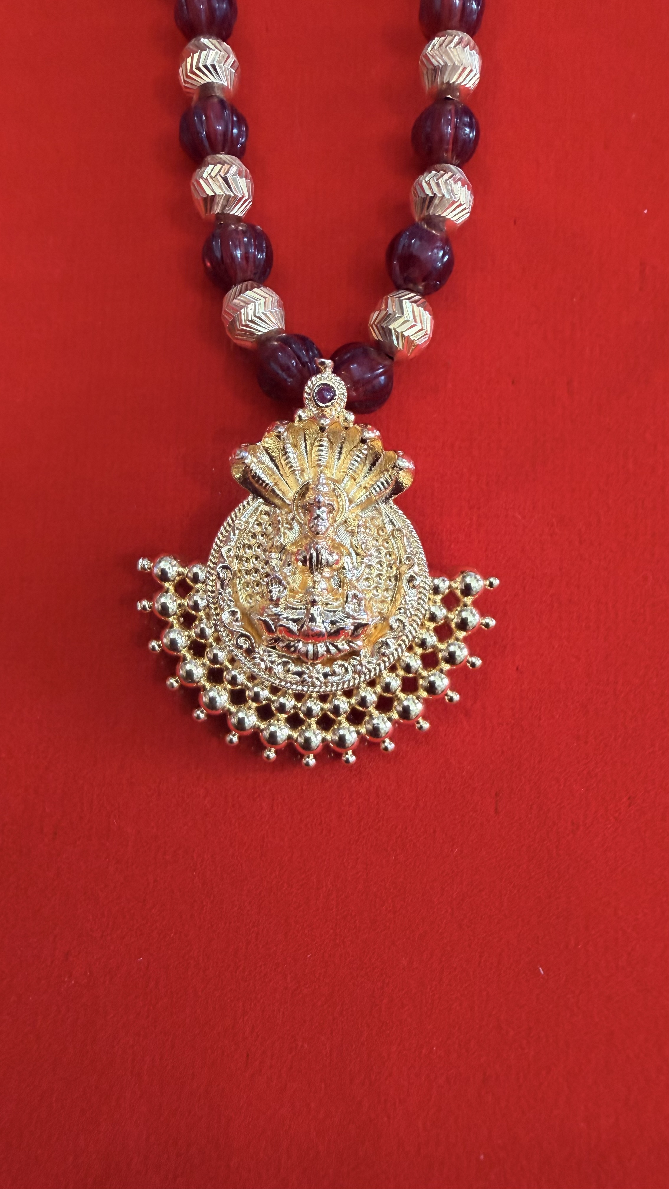 Lakshmi Nagas Ruby Bead Necklace